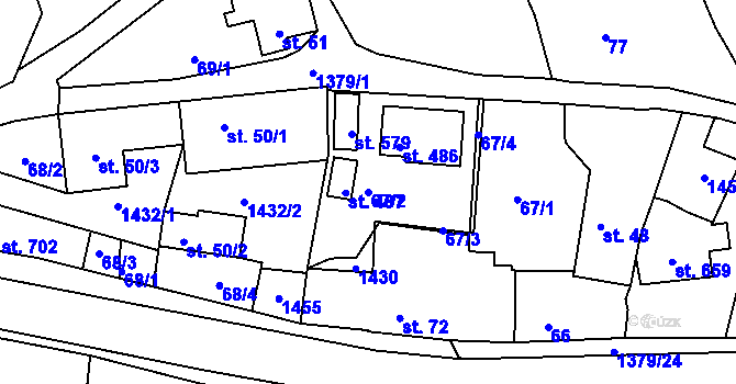 Parcela st. 67/2 v KÚ Kamýk nad Vltavou, Katastrální mapa