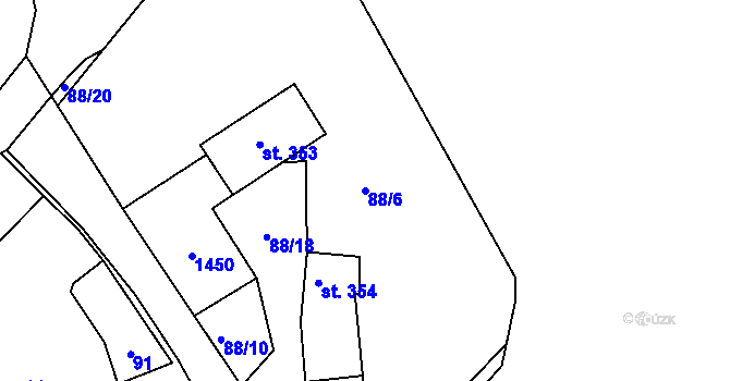 Parcela st. 88/6 v KÚ Kamýk nad Vltavou, Katastrální mapa
