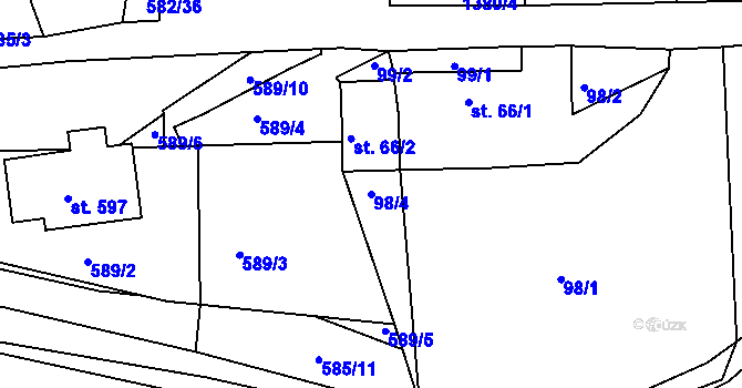 Parcela st. 98/4 v KÚ Kamýk nad Vltavou, Katastrální mapa
