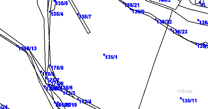 Parcela st. 135/1 v KÚ Kamýk nad Vltavou, Katastrální mapa