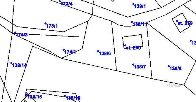 Parcela st. 138/6 v KÚ Kamýk nad Vltavou, Katastrální mapa