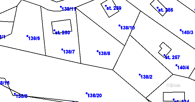Parcela st. 138/8 v KÚ Kamýk nad Vltavou, Katastrální mapa