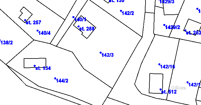 Parcela st. 142/3 v KÚ Kamýk nad Vltavou, Katastrální mapa