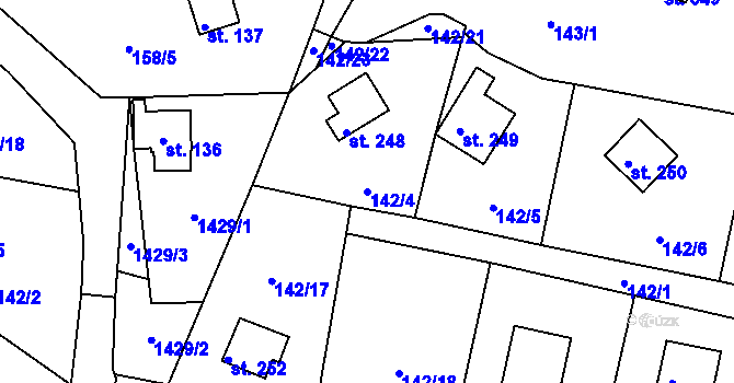 Parcela st. 142/4 v KÚ Kamýk nad Vltavou, Katastrální mapa