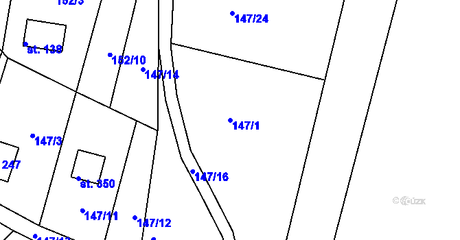 Parcela st. 147/1 v KÚ Kamýk nad Vltavou, Katastrální mapa