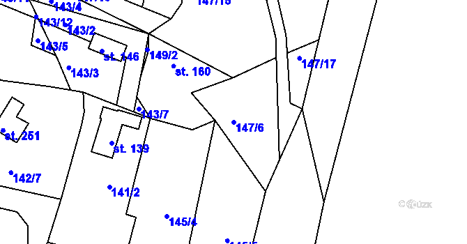Parcela st. 147/6 v KÚ Kamýk nad Vltavou, Katastrální mapa