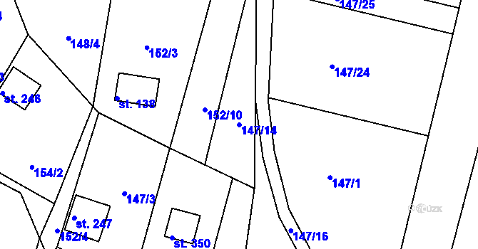 Parcela st. 147/14 v KÚ Kamýk nad Vltavou, Katastrální mapa