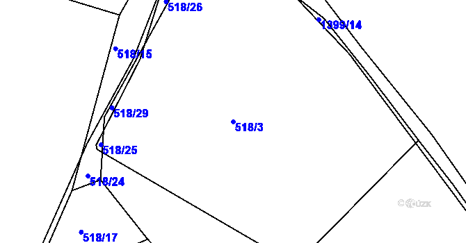 Parcela st. 518/3 v KÚ Kamýk nad Vltavou, Katastrální mapa