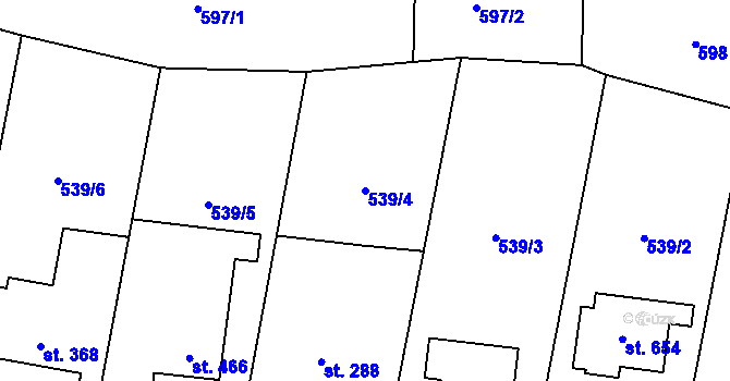 Parcela st. 539/4 v KÚ Kamýk nad Vltavou, Katastrální mapa