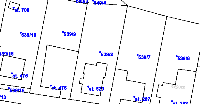 Parcela st. 539/8 v KÚ Kamýk nad Vltavou, Katastrální mapa