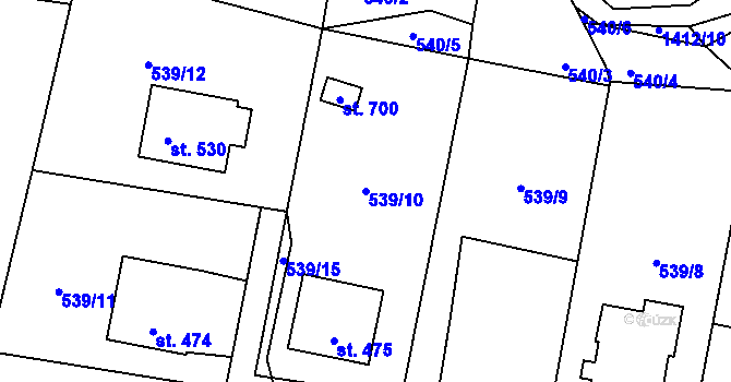 Parcela st. 539/10 v KÚ Kamýk nad Vltavou, Katastrální mapa