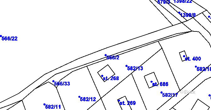 Parcela st. 566/2 v KÚ Kamýk nad Vltavou, Katastrální mapa