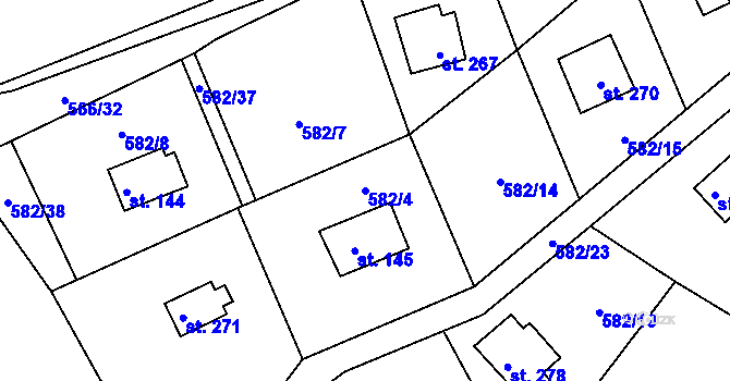 Parcela st. 582/4 v KÚ Kamýk nad Vltavou, Katastrální mapa