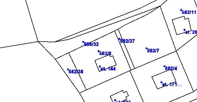 Parcela st. 582/8 v KÚ Kamýk nad Vltavou, Katastrální mapa