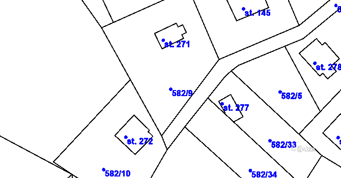 Parcela st. 582/9 v KÚ Kamýk nad Vltavou, Katastrální mapa