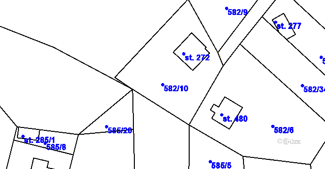 Parcela st. 582/10 v KÚ Kamýk nad Vltavou, Katastrální mapa