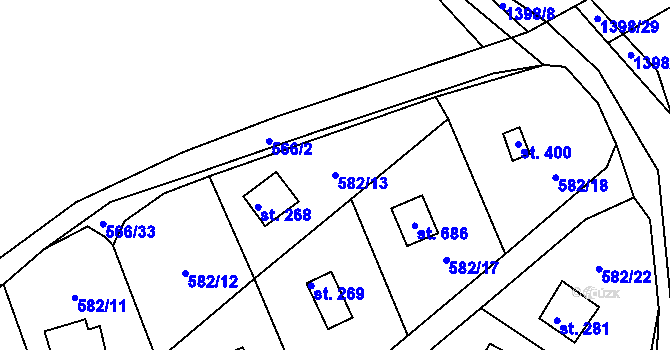 Parcela st. 582/13 v KÚ Kamýk nad Vltavou, Katastrální mapa