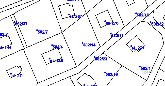 Parcela st. 582/14 v KÚ Kamýk nad Vltavou, Katastrální mapa
