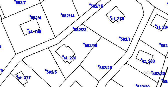 Parcela st. 582/19 v KÚ Kamýk nad Vltavou, Katastrální mapa