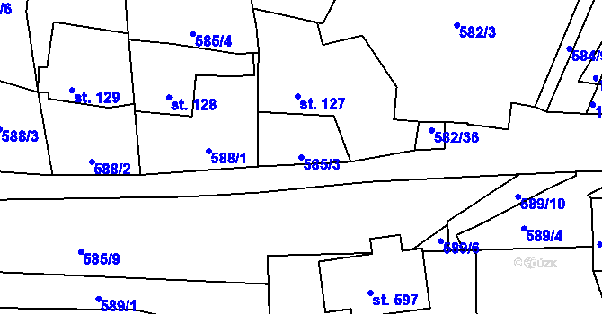 Parcela st. 585/3 v KÚ Kamýk nad Vltavou, Katastrální mapa