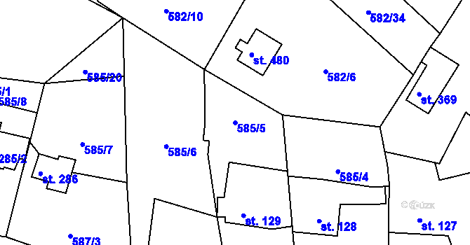 Parcela st. 585/5 v KÚ Kamýk nad Vltavou, Katastrální mapa