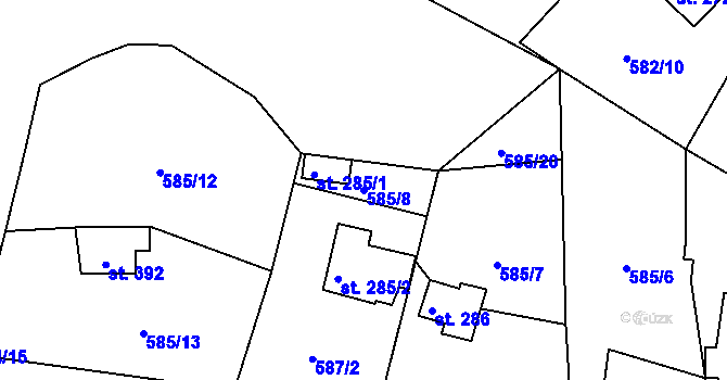 Parcela st. 585/8 v KÚ Kamýk nad Vltavou, Katastrální mapa