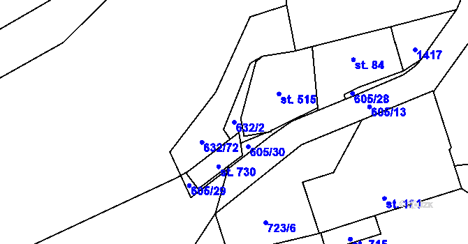 Parcela st. 632/2 v KÚ Kamýk nad Vltavou, Katastrální mapa