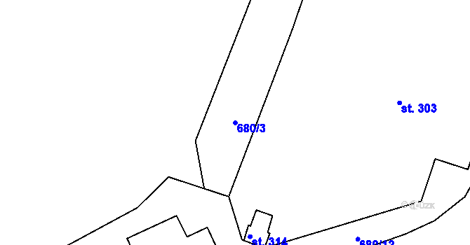 Parcela st. 680/3 v KÚ Kamýk nad Vltavou, Katastrální mapa