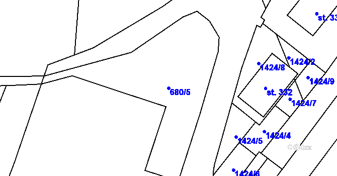Parcela st. 680/5 v KÚ Kamýk nad Vltavou, Katastrální mapa