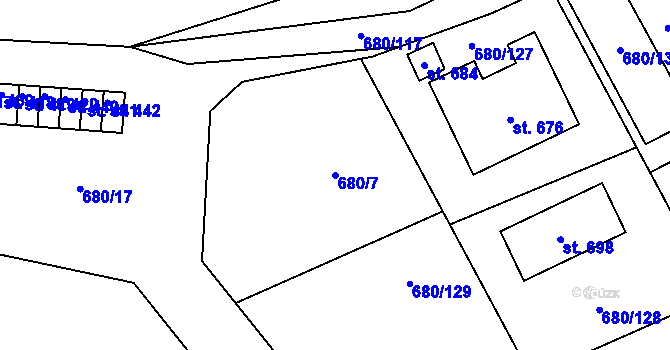 Parcela st. 680/7 v KÚ Kamýk nad Vltavou, Katastrální mapa