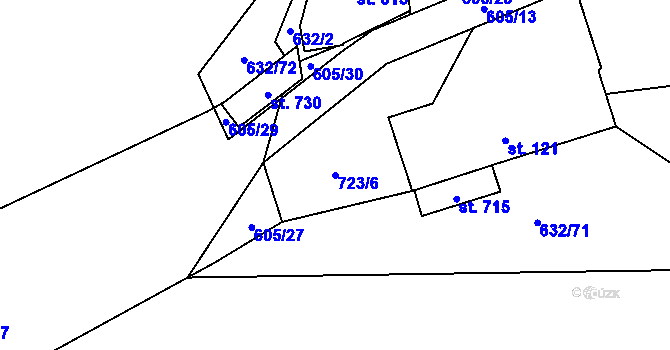 Parcela st. 723/6 v KÚ Kamýk nad Vltavou, Katastrální mapa