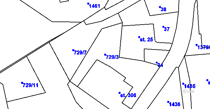 Parcela st. 729/3 v KÚ Kamýk nad Vltavou, Katastrální mapa