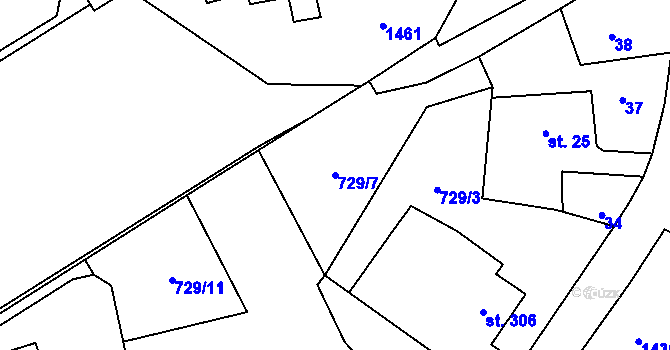 Parcela st. 729/7 v KÚ Kamýk nad Vltavou, Katastrální mapa