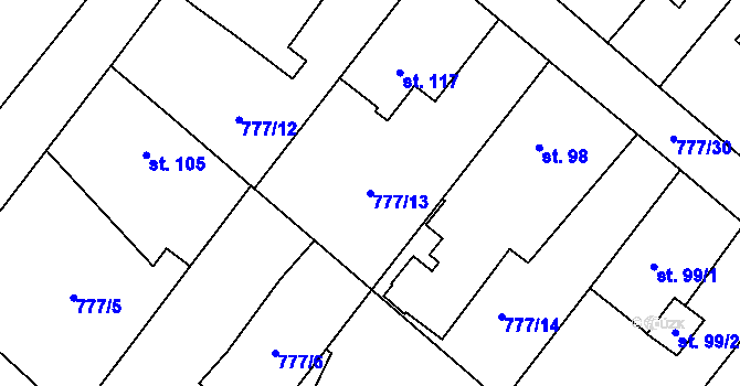 Parcela st. 777/13 v KÚ Kamýk nad Vltavou, Katastrální mapa