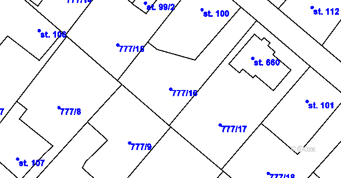 Parcela st. 777/16 v KÚ Kamýk nad Vltavou, Katastrální mapa