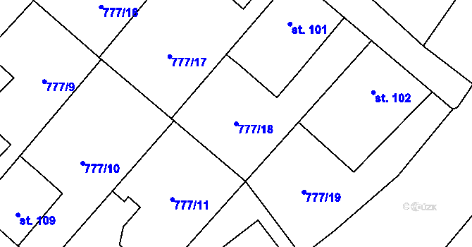 Parcela st. 777/18 v KÚ Kamýk nad Vltavou, Katastrální mapa