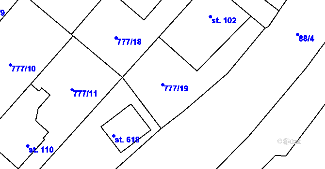 Parcela st. 777/19 v KÚ Kamýk nad Vltavou, Katastrální mapa