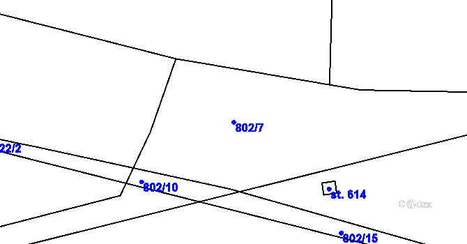 Parcela st. 802/7 v KÚ Kamýk nad Vltavou, Katastrální mapa