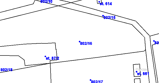 Parcela st. 802/16 v KÚ Kamýk nad Vltavou, Katastrální mapa