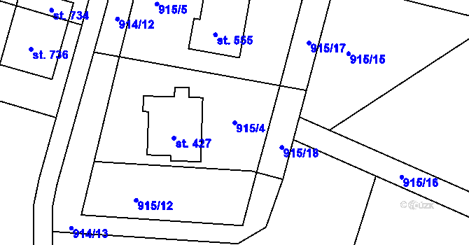 Parcela st. 915/4 v KÚ Kamýk nad Vltavou, Katastrální mapa