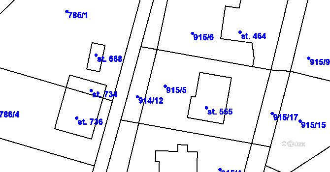 Parcela st. 915/5 v KÚ Kamýk nad Vltavou, Katastrální mapa