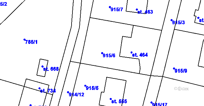 Parcela st. 915/6 v KÚ Kamýk nad Vltavou, Katastrální mapa
