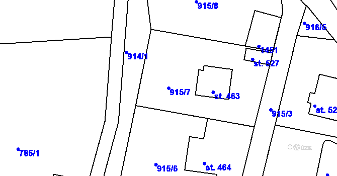 Parcela st. 915/7 v KÚ Kamýk nad Vltavou, Katastrální mapa