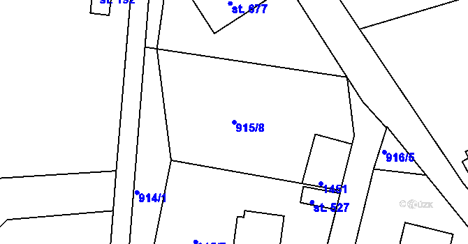 Parcela st. 915/8 v KÚ Kamýk nad Vltavou, Katastrální mapa