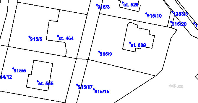Parcela st. 915/9 v KÚ Kamýk nad Vltavou, Katastrální mapa