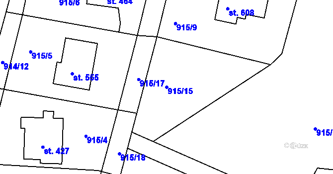 Parcela st. 915/15 v KÚ Kamýk nad Vltavou, Katastrální mapa