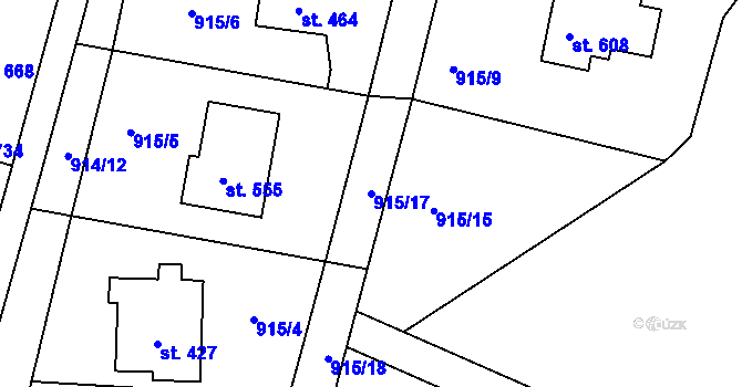 Parcela st. 915/17 v KÚ Kamýk nad Vltavou, Katastrální mapa