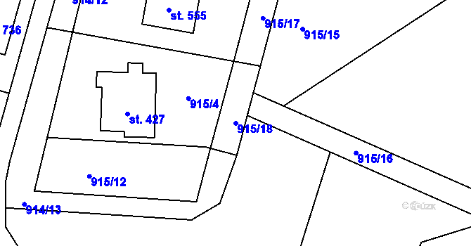 Parcela st. 915/18 v KÚ Kamýk nad Vltavou, Katastrální mapa