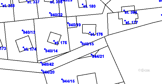 Parcela st. 940/15 v KÚ Kamýk nad Vltavou, Katastrální mapa