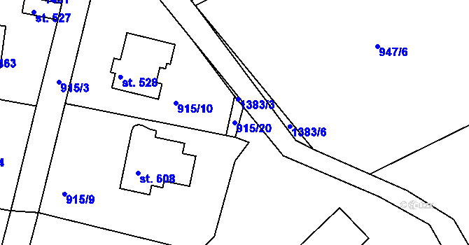 Parcela st. 915/20 v KÚ Kamýk nad Vltavou, Katastrální mapa